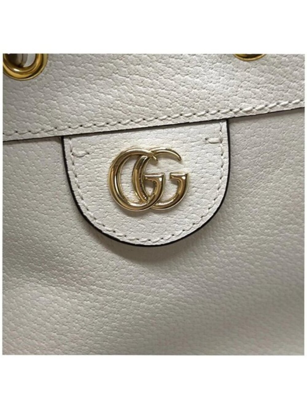 Authentic Gucci Ophidia Mini Bucket Bag White Leather GG Logo Crossbody - Picture 8 of 16